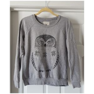 Modcloth Owl Print Gray Sweatshirt Size Medium